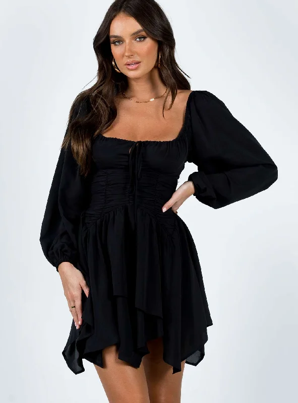 Mini dresses with criss - cross backs for a flirty look Barrett Long Sleeve Mini Dress Black