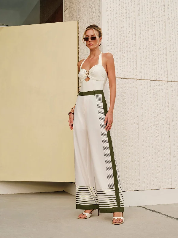 Celebrity - Inspired Casual Dresses for a Fashionable Look Striped Print Zipper Mid-Waist Pants Celebrity - Inspired Casual Dresses for a Fashionable Look Striped Print Zipper Mid-Waist Pants