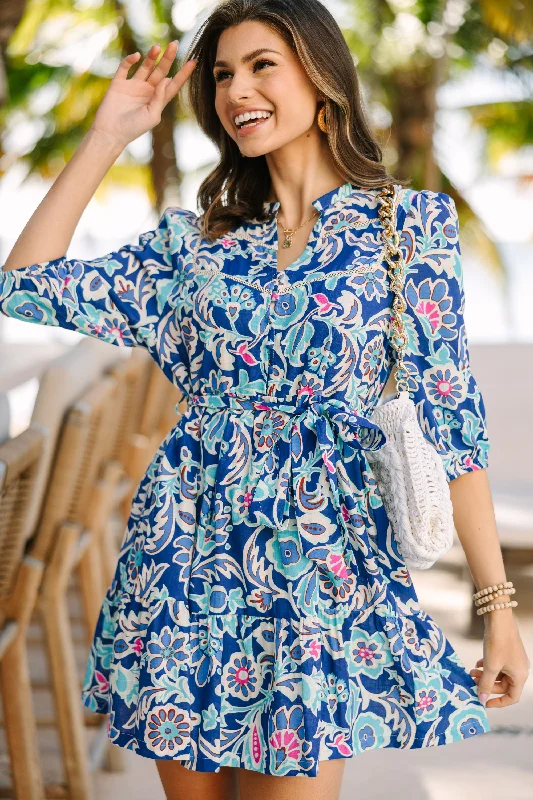 Pocket - Equipped Casual Dresses for Practicality​ Give Your All Blue Floral Dress
