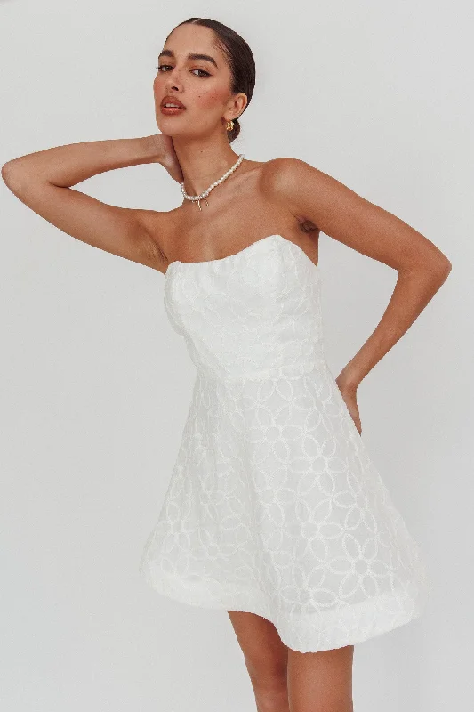 Pleated Casual Dresses for a Structured Look​ Adrianna Pointed Sweetheart Mini Dress White