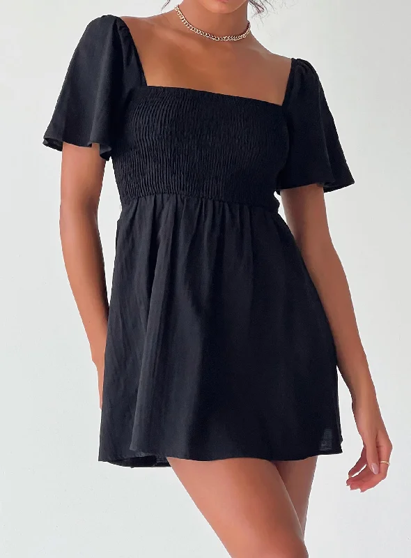 Denim mini dresses with distressed details Summer Nights Mini Dress Black Petite