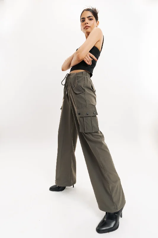 Brown Wide Leg Cargo Trouser