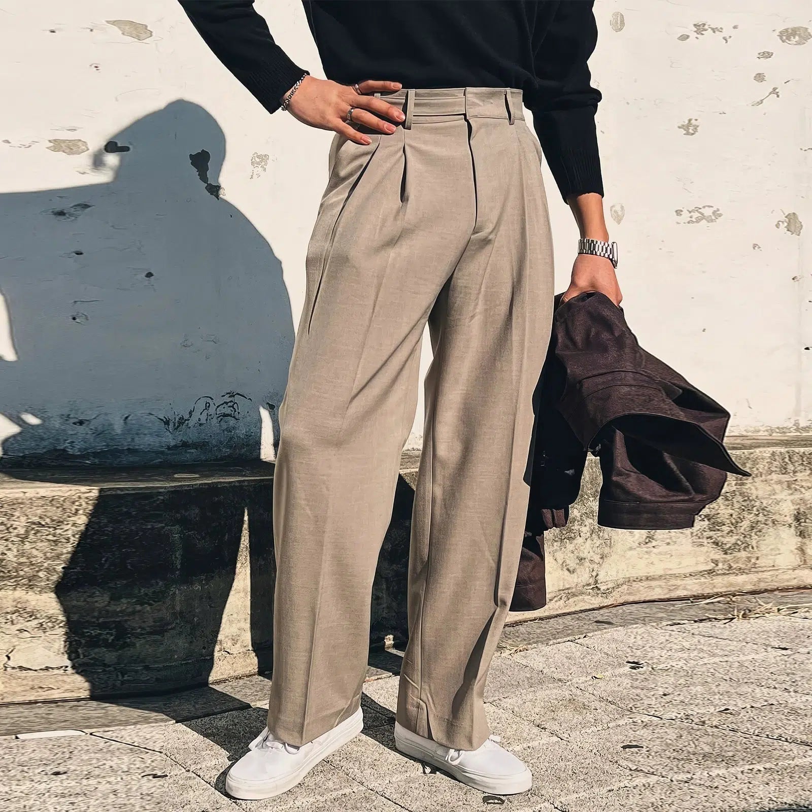 High-Waisted Drape Suit Pants