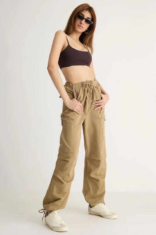 Light Brown Elasticated Cargo Pants