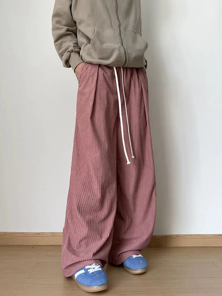 Relaxed Fit Pleated Drawstring Pants