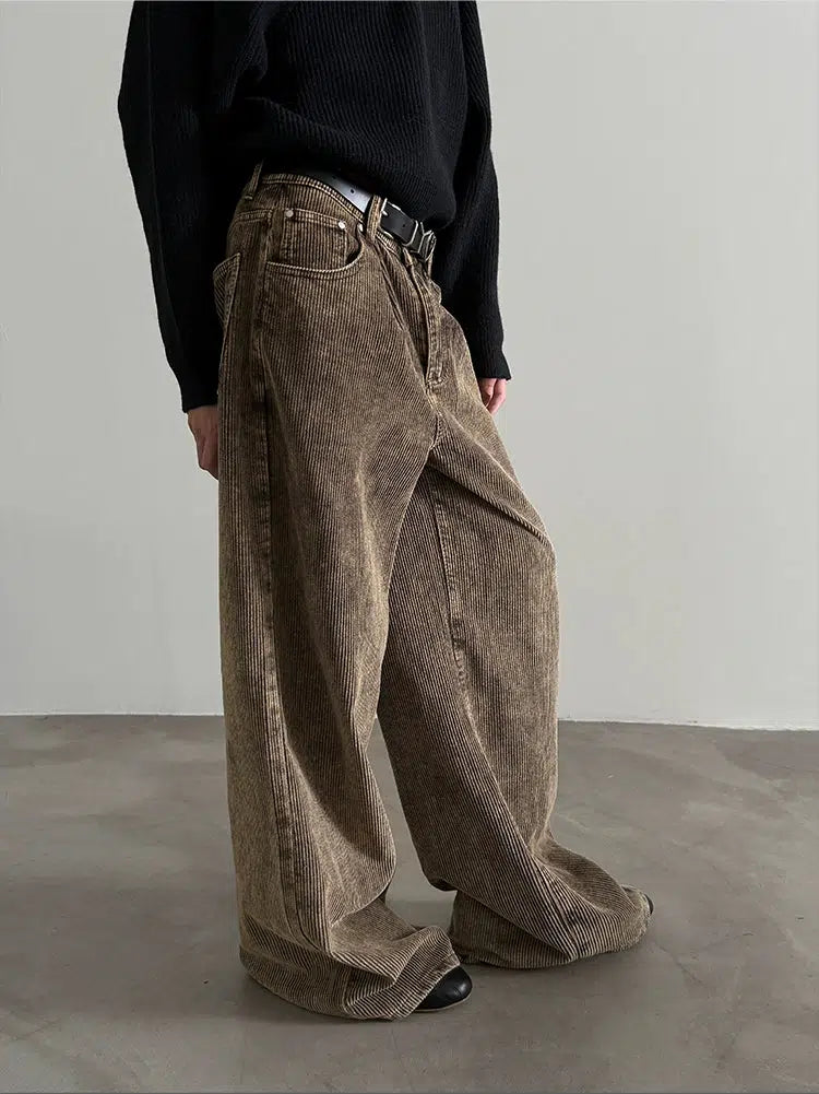 Wide-Leg Corduroy Casual Pants