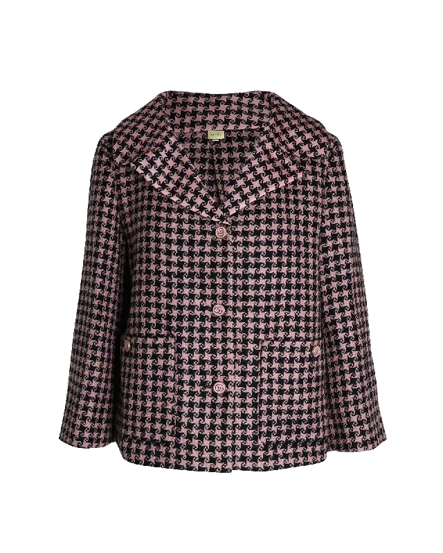 Gucci Houndstooth Jacket in Pink Wool