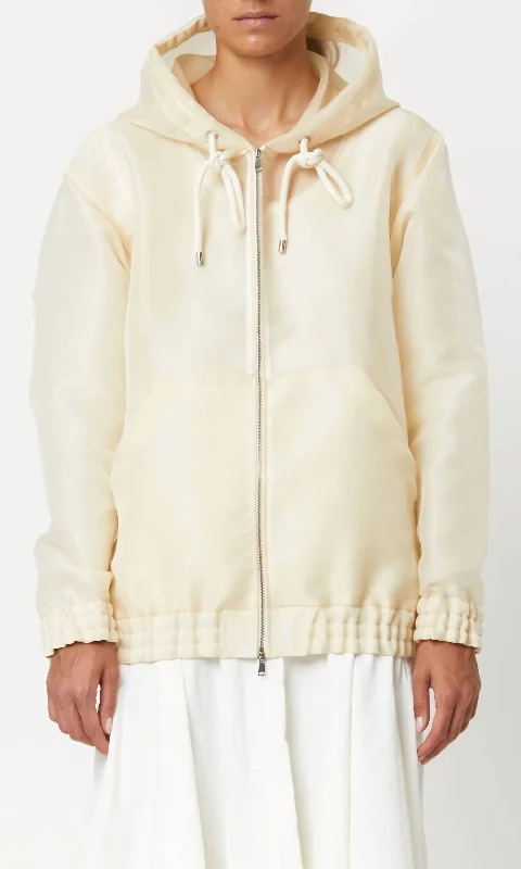 Hooded Technical Jacket In Cream