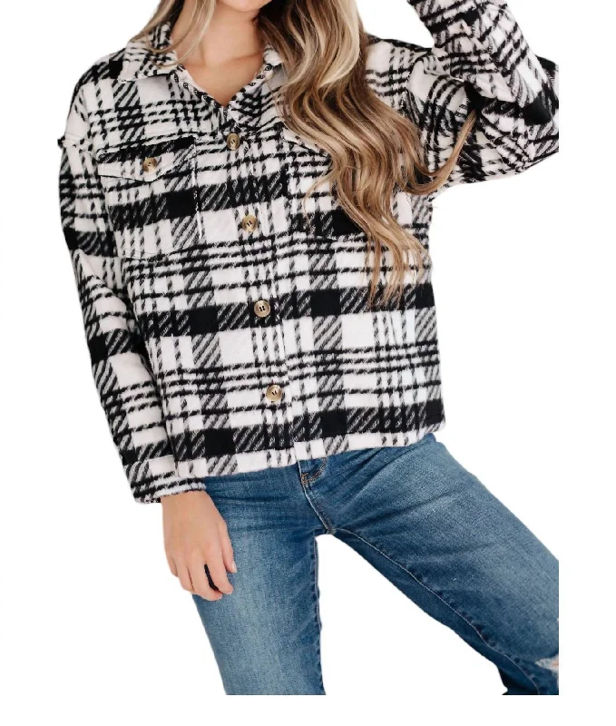 Kate Plaid Jacket In Black & White