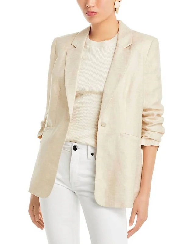 Khloe Tumbled Woven Blazer In Khaki