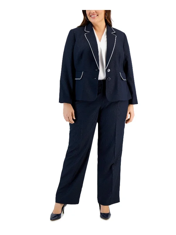 Plus Womens Collar Welt Pockets One-Button Suit