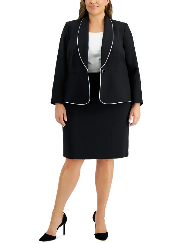 Plus Womens Crepe Business Skirt Suit