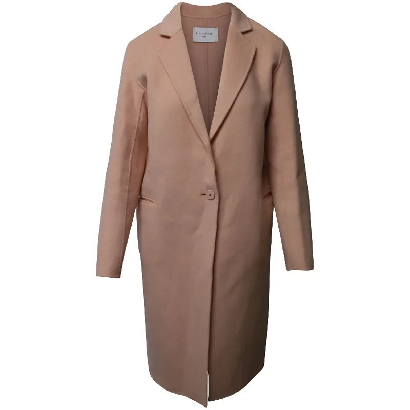 Sandro Paris Brushed Coat in Pink Wool