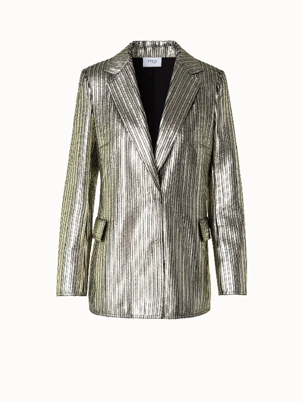 Gold Laminated Corduroy Boyfriend Blazer