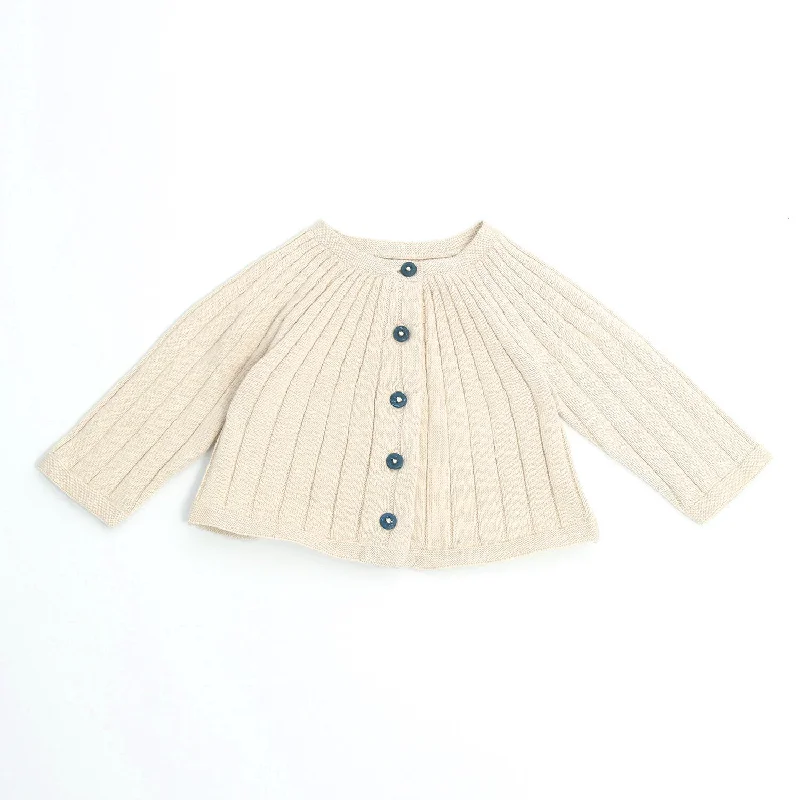 Milan Ribbed Girl Cardigan (2 Colors) - Organic Cotton