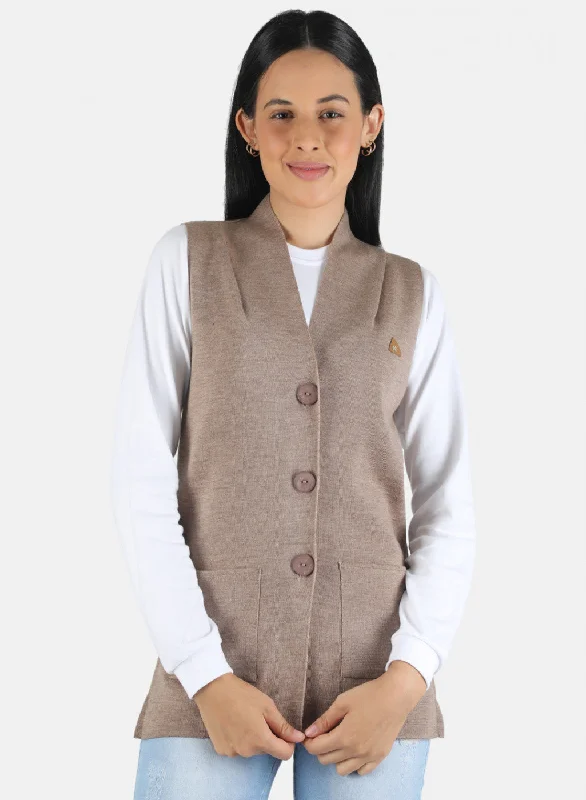 Women Brown Solid Cardigan