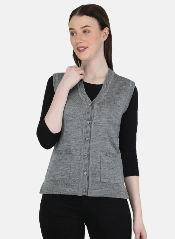 Women Grey Solid Cardigan