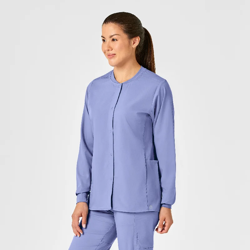 PRO Women's Snap Front Scrub Jacket - Ceil Blue