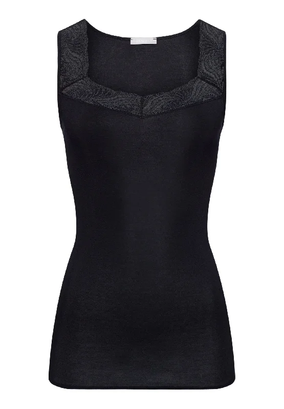 Cotton Delight Lace-Trim Cotton Tank Top | Black 71837-019