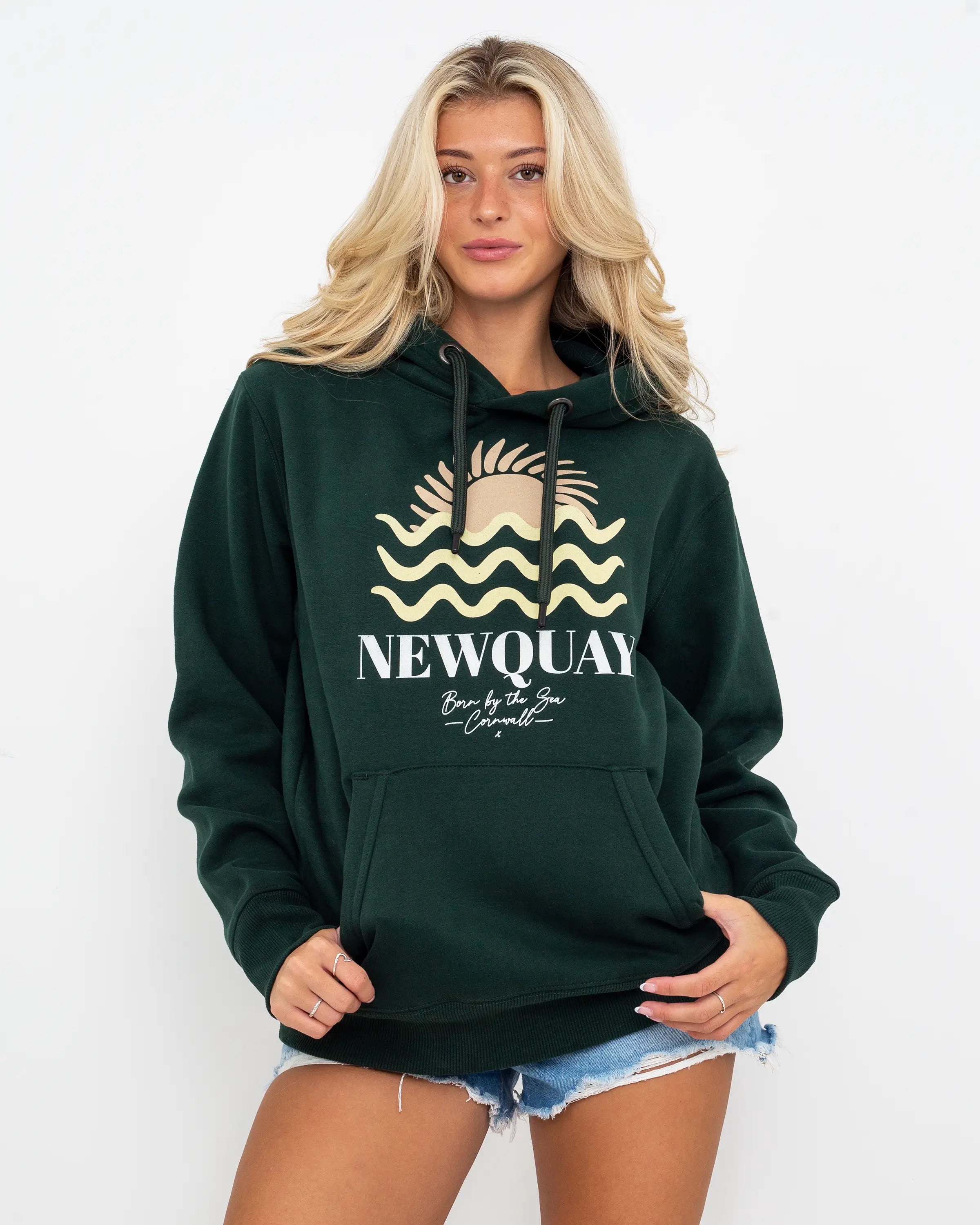 Newquay Hoodie in Bottle Green