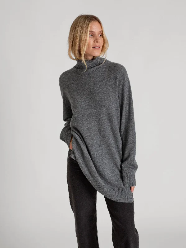 Cashmere sweater "Dagny polo" - dark grey