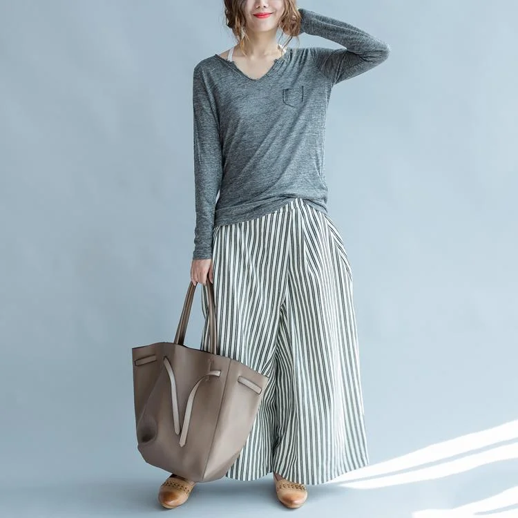 fall 2017 collar open gray linen knit tops casual loose long sleeve sweater