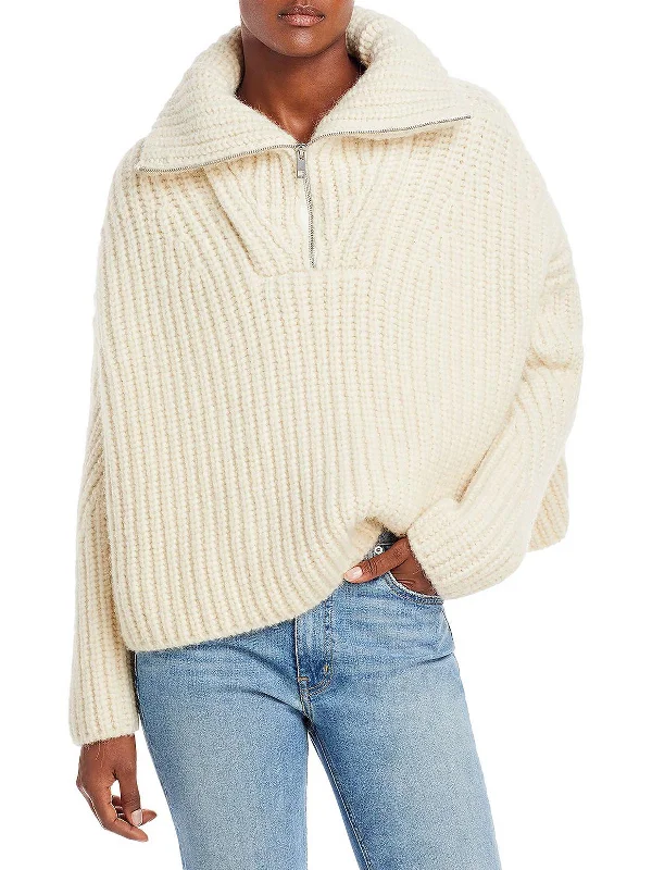 Hannah Womens Half Zip Knit Pullover Sweater