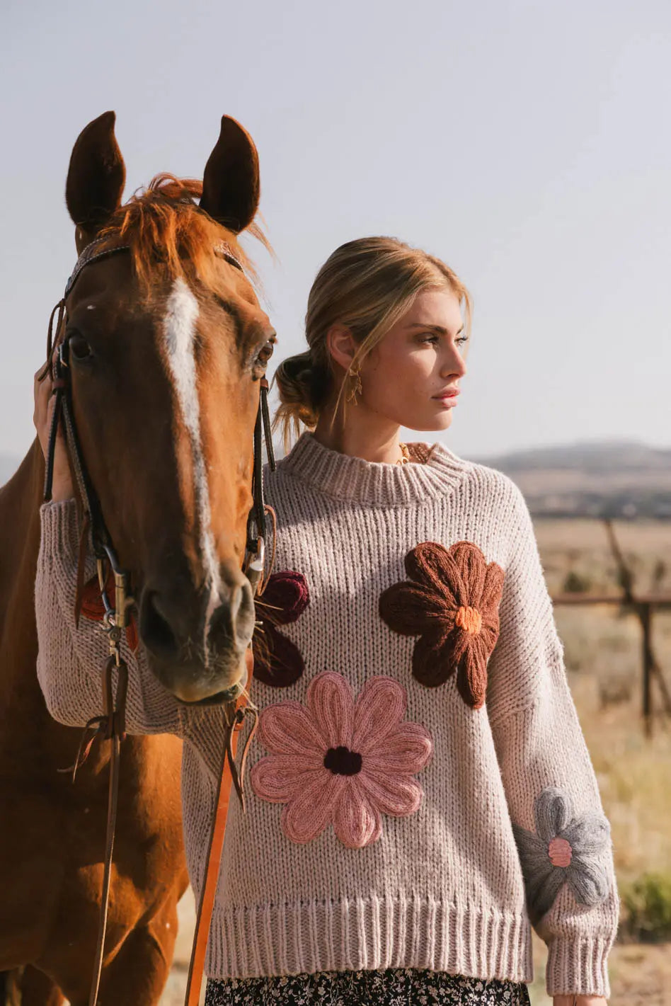 Hartley Floral Sweater in Mocha