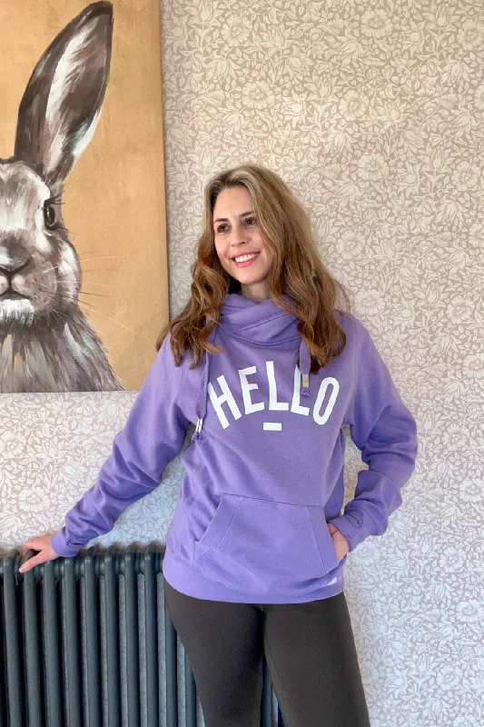 Lavender Hello Cowl Neck Hoodie