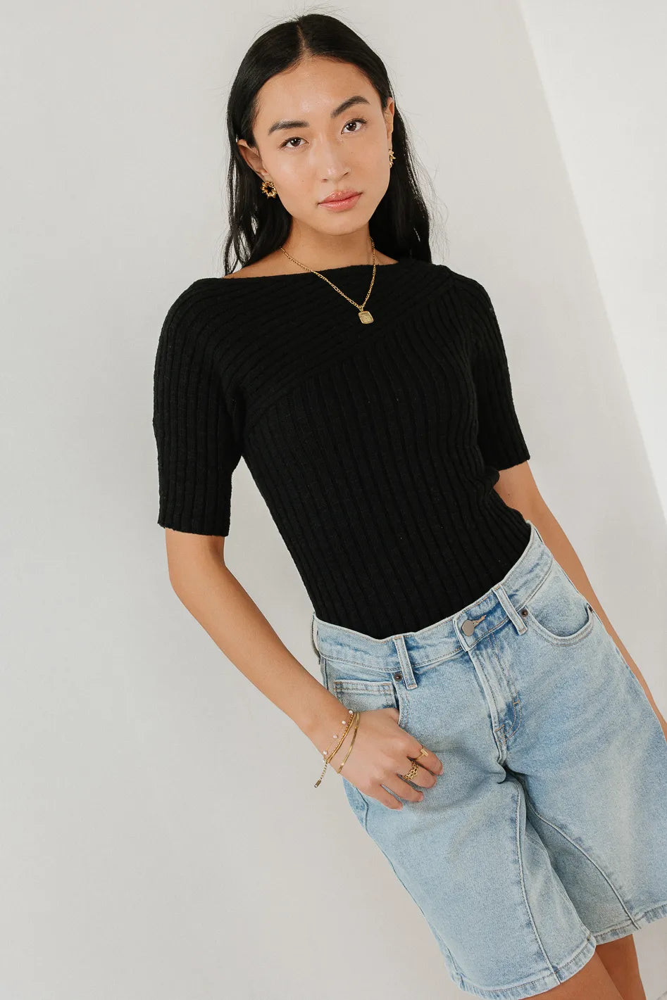 Toni Sweater Top in Black