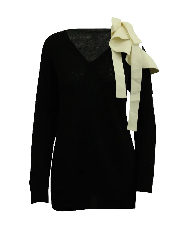 Valentino Knit Top with Ribbon in Black Viscose