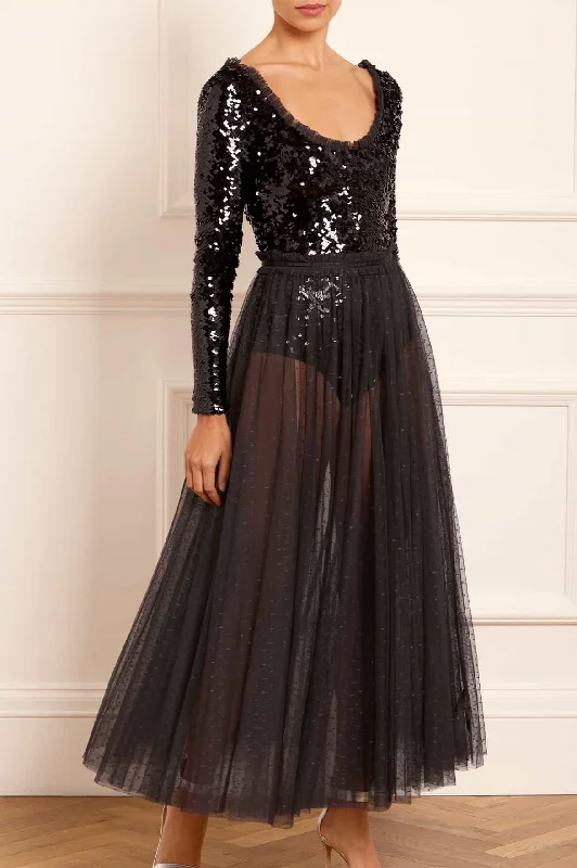 Ballet Sequin Bodysuit Ankle Gown