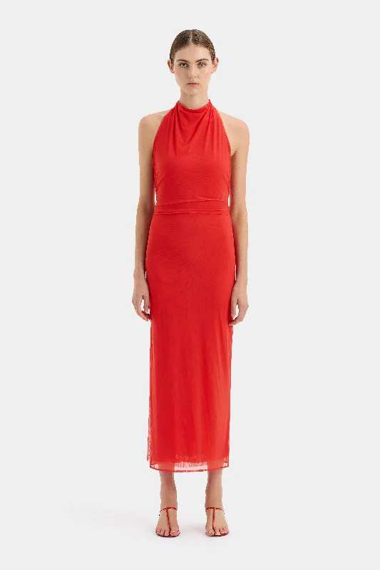 Jacques Mesh Halter Midi Dress