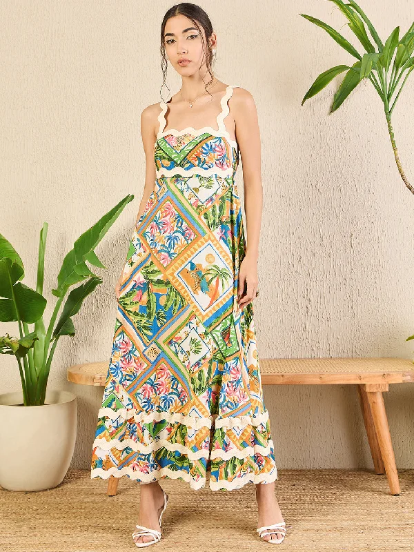 Printed Cotton Ric-Rac Dress