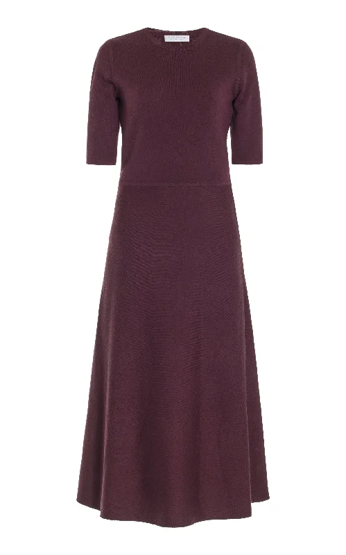 Seymore Knit Midi Dress in Deep Bordeaux Merino Wool Cashmere