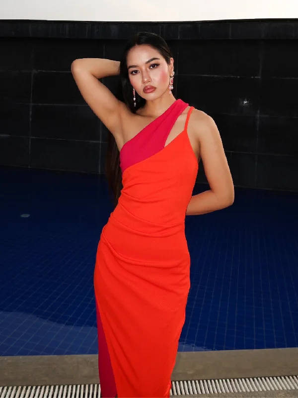 Stretchable Ribbed Dual-Color Dress