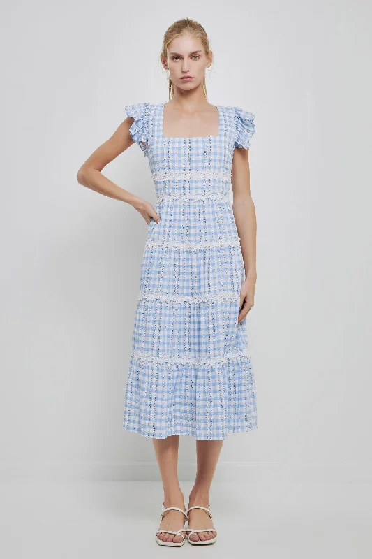 Mermaid - Style Women Dress with a Fitted Silhouette for Special Occasions Mermaid - Style Women Dress with a Fitted Silhouette for Special Occasions Floral Lace Gingham Printed Midi Dress