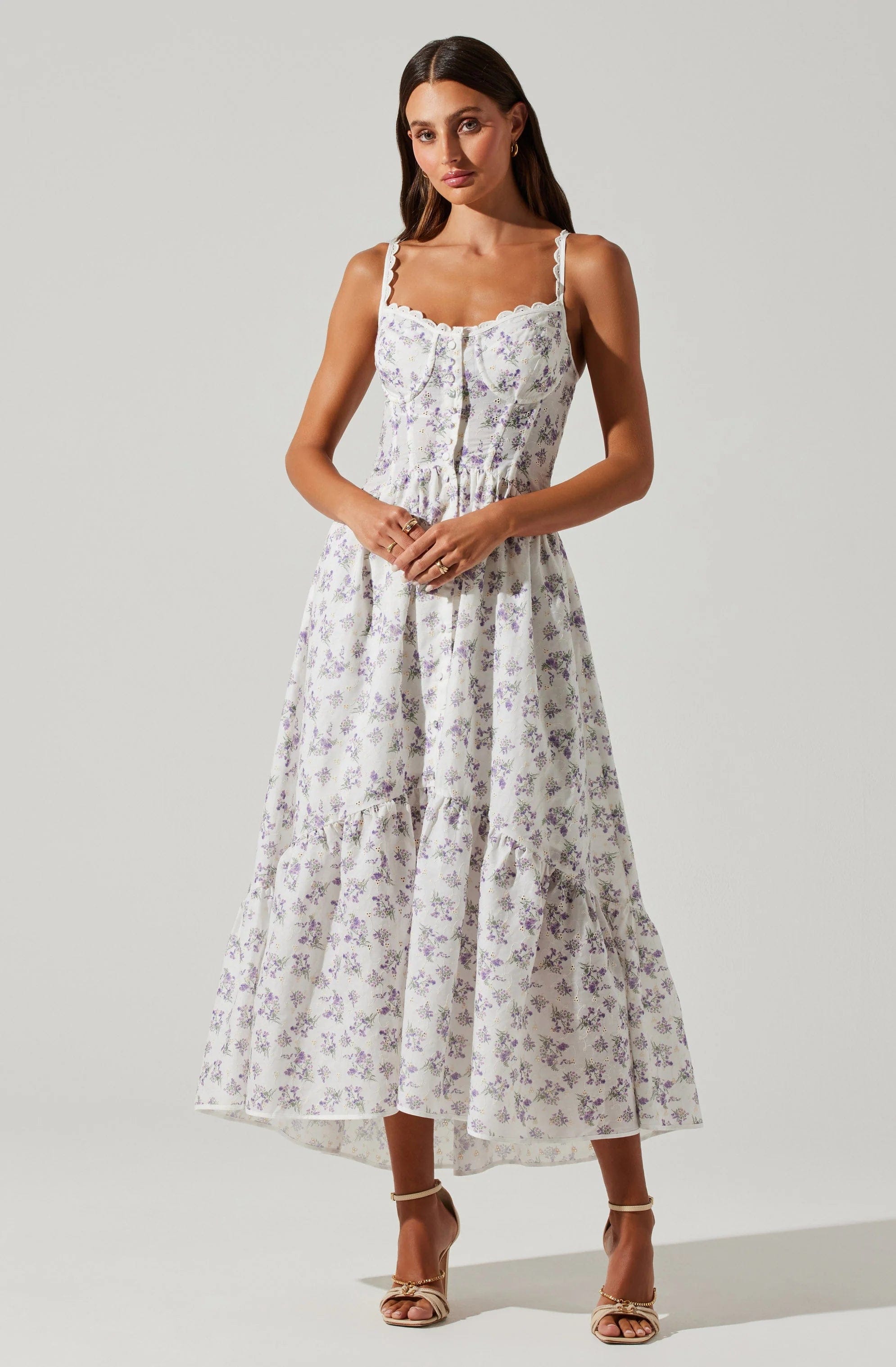 Ball Gown Women Dress with a Full Skirt for a Princess - like Look Ball Gown Women Dress with a Full Skirt for a Princess - like Look Yamila Floral Midi Dress