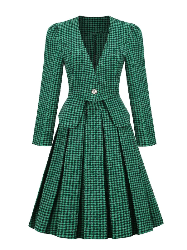 BerriesJam - 2024 Tonval Office Outfits Blazer Skirt Vintage Two Piece Dress Set